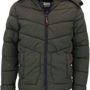 Men's Puffer Jacket Sherpa Fleece Lined Removable Hood Zip Pockets Coat