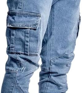 Men's Jeans Fashion Streetwear Ripped Skinny Jeans Men Side Mulit Pockets Denim Cargo Pants Slim Fit Pantalones Hombre...........