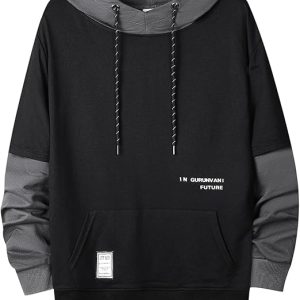 Color Pullover Hoodie Mens Patchwork Hoodies Men