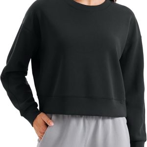 Womens SoftAura Crewneck Sweatshirt Long Sleeve Workout Casual Pullover Tops Basic Fall Sweatshirts