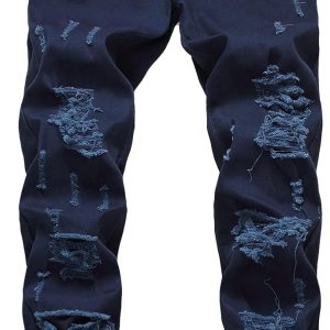 Ranmcc Men's Skinny Ripped Jeans | Slim Stretch Denim Pants