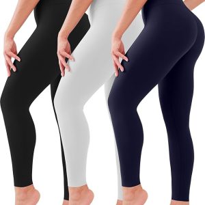 3 Pack Leggings for Women High Waisted No See-Through Tummy Control Soft Yoga Pants Womens Workout Athletic Running Leggings