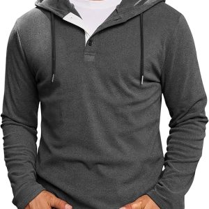 Men's Hoodie Long Sleeve Button Sweatshirts